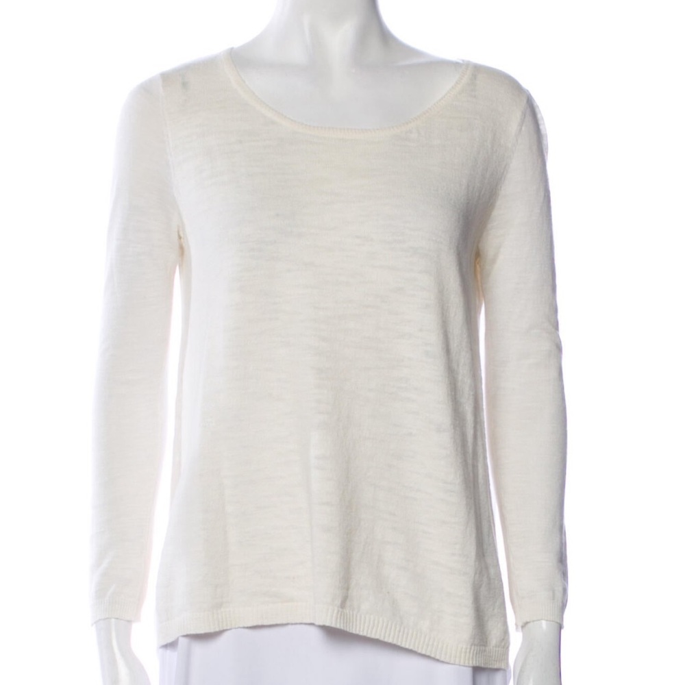 Sandro Scoop Neck Long Sleeve Top - White